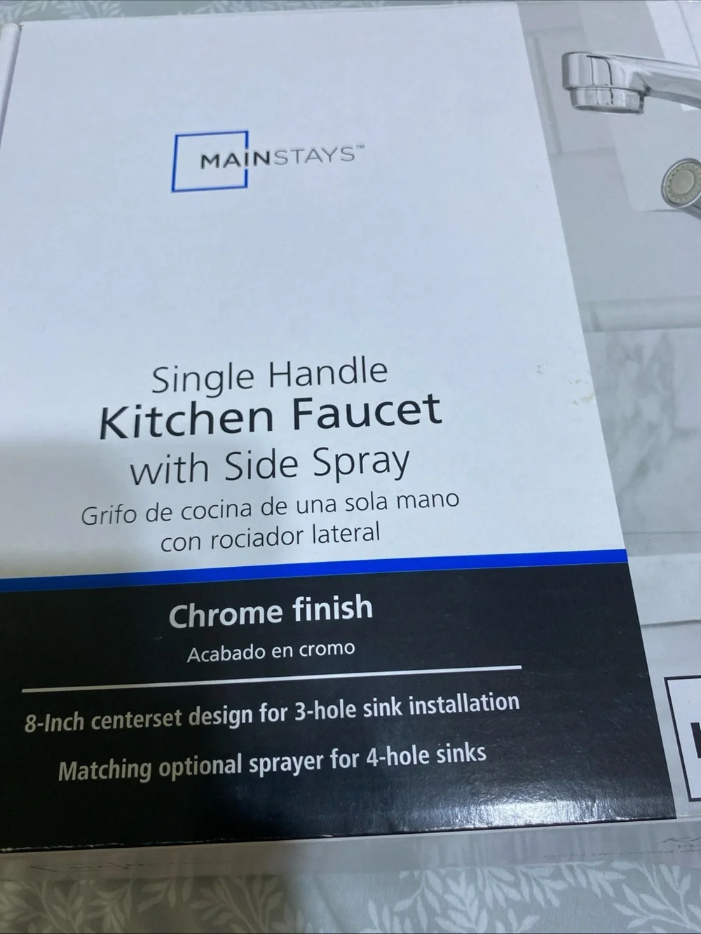 Mainstays Chrome Kitchen Faucet with Side Spray - Silver